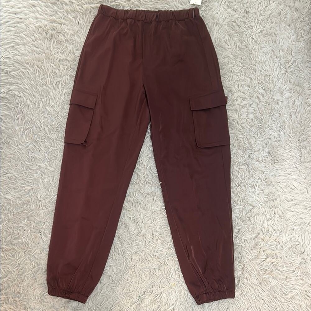 NET Splendid Brown Cargo Pants Elastic Waistband Relaxed Fit